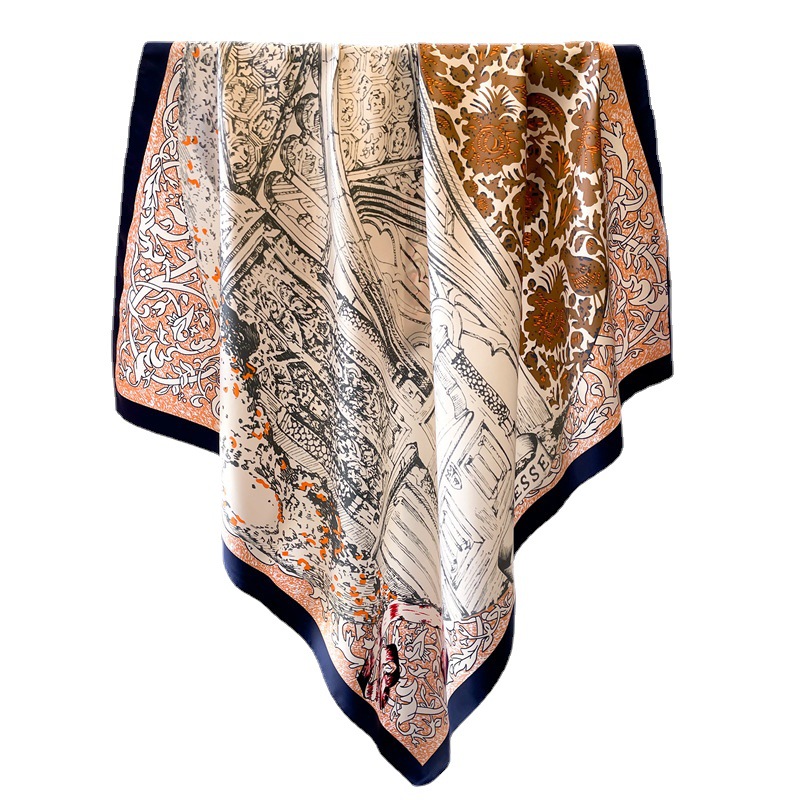 Sciarpa con temperamento alla moda a colori a contrasto Sciarpa di seta di lusso semplice e leggera da donna Sciarpa quadrata in edizione grande 90 cm_voghion.com