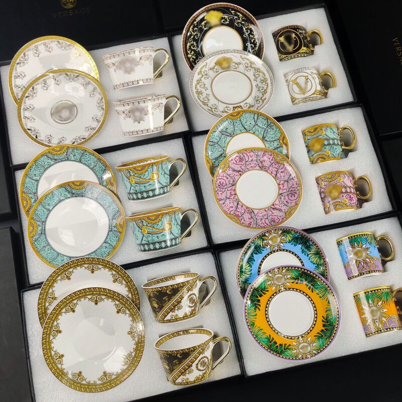 Cross-Border Exclusive Supply of European-Style Fan-Shaped Water Cups, Bone China Coffee Cup and Saucer Sets, Light Luxury Afternoon Tea Tea Sets, High-Value Gift Boxes Cross-Border Exclusive Supply of European-Style Fan-Shaped Water Cups, Bone China Coffee Cup and Saucer Sets, Light Luxury Afternoon Tea Tea Sets, High-Value Gift Boxes