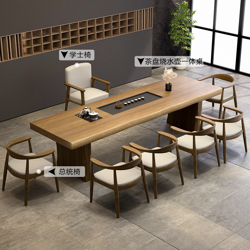 뜨거운 판매: 3.0 m 차 테이블 학사 의자 회장 의자 * 6