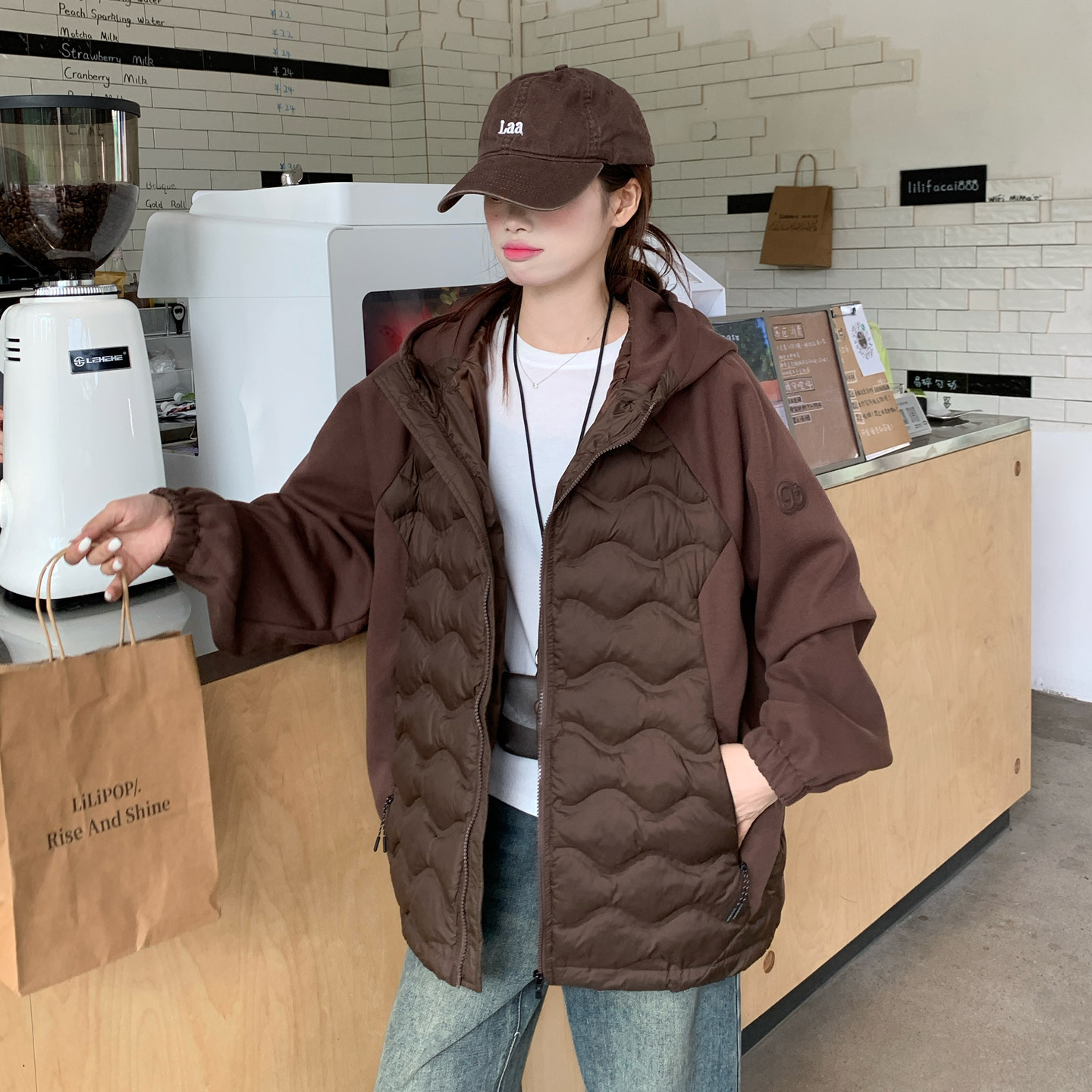 Invierno nuevo vestido de algodón empalmado mujer corto suelto delgado estilo coreano chaqueta de algodón de moda extranjera abrigo de algodón
