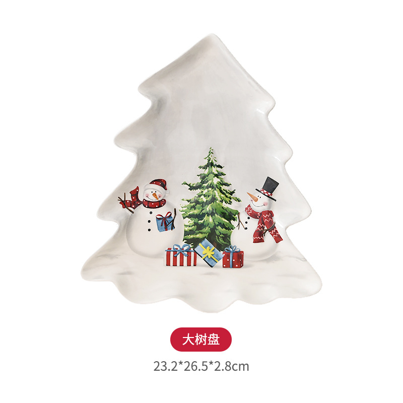 Nórdico país Navidad muñeco de nieve árbol de Navidad plato árbol creativo plato postre plato bandeja vajilla