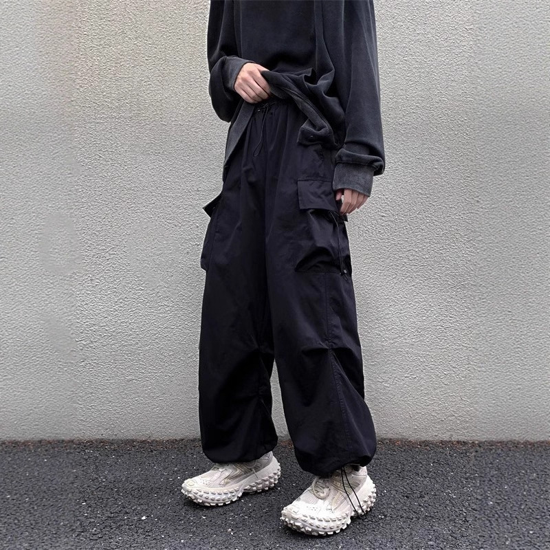 美式工装裤男女vintage复古高街情侣宽松休闲机能风抽绳束脚长裤|undefined