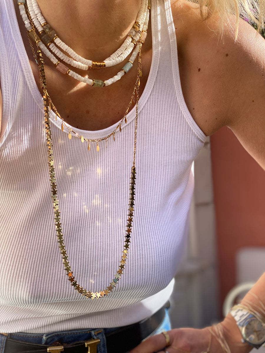 100g Weight Necklace Classification Titanium Steel Chain Material 20 PCS/Package Quantity Holiday, Travel, Daily Occasion Beaded, natural stone, Titanium Steel Material Geometric Pattern Women's Gender Beaded Design Casual, Marine Style Style Casual Marine Style Geometric Beaded Natural Stone Titanium Steel Necklace In Bulk 11