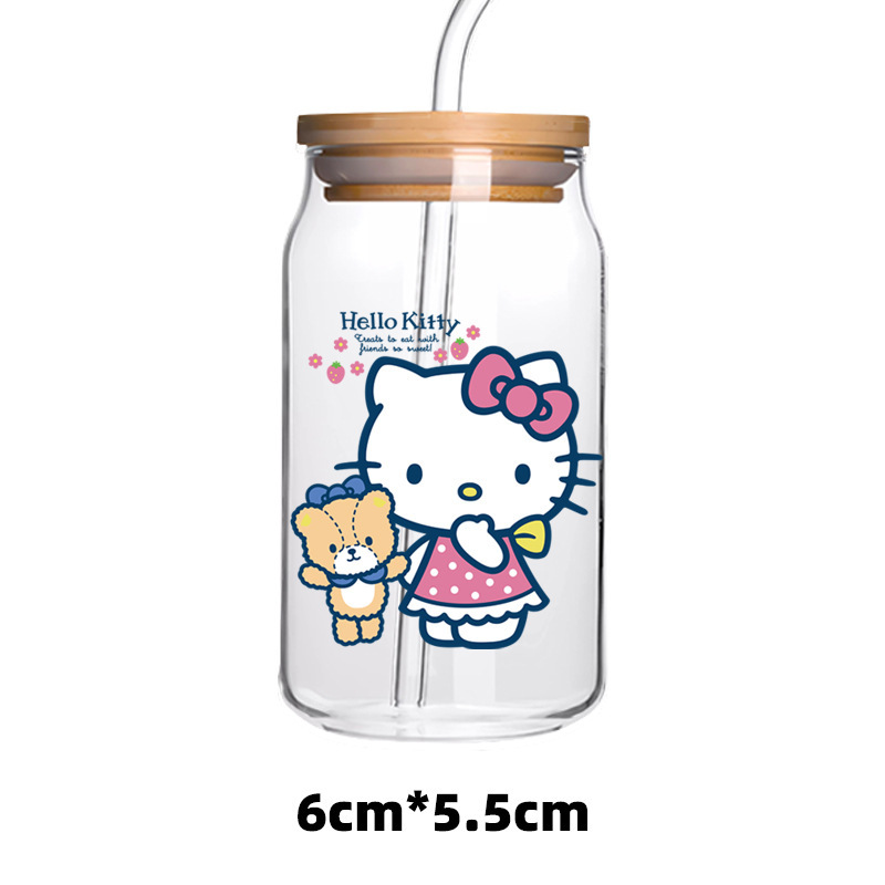 アニメuv転写プリント透明水晶マークかわいい子猫愛蝶ネクタイグラス防水装飾シール|undefined