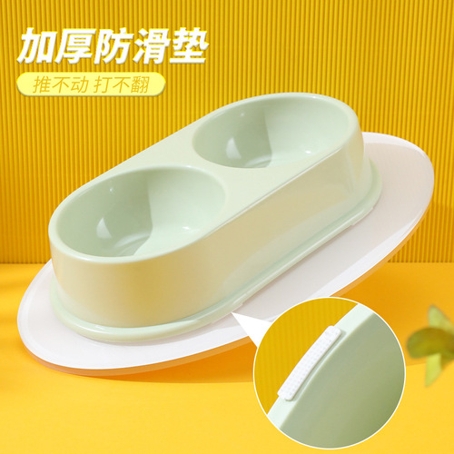 Macaron plastic double bowl large wholesale dog water bowl pet bowl dog bowl cat food utensils pet supplies