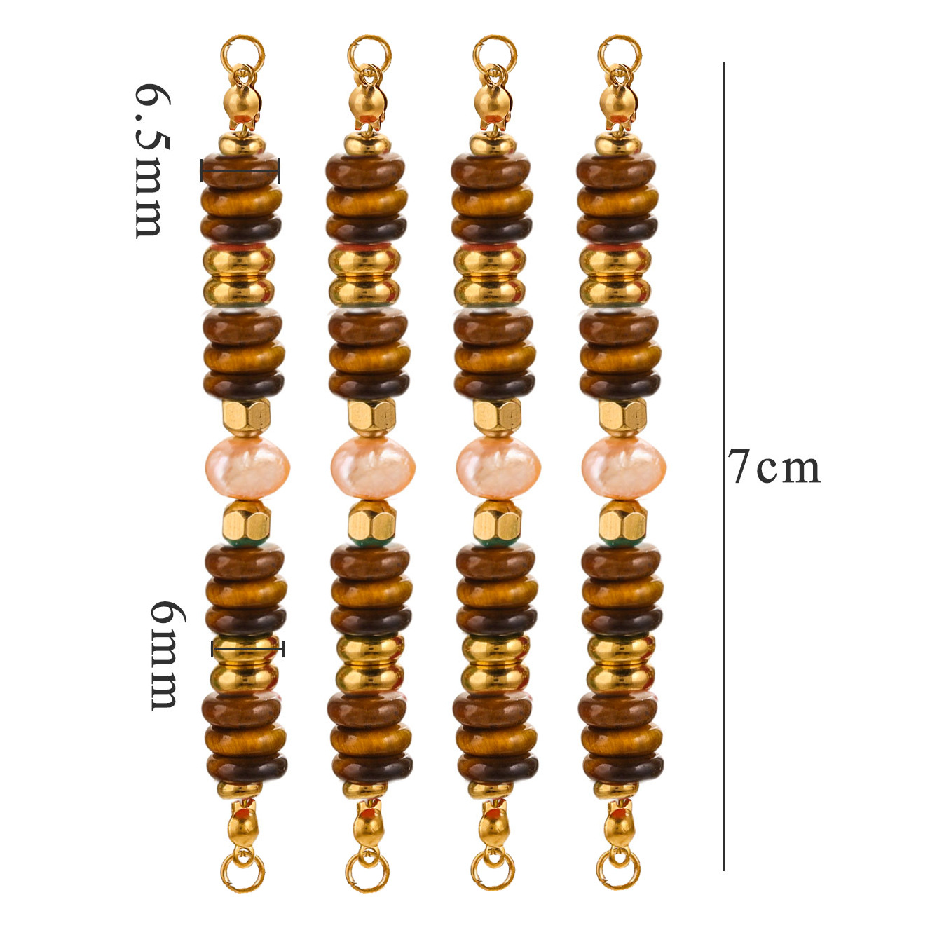 Perlas de piedra natural con cuentas de bricolaje de acero inoxidable, joyería al por mayor de color retro de nicho europeo y americano, colgante de doble orificio