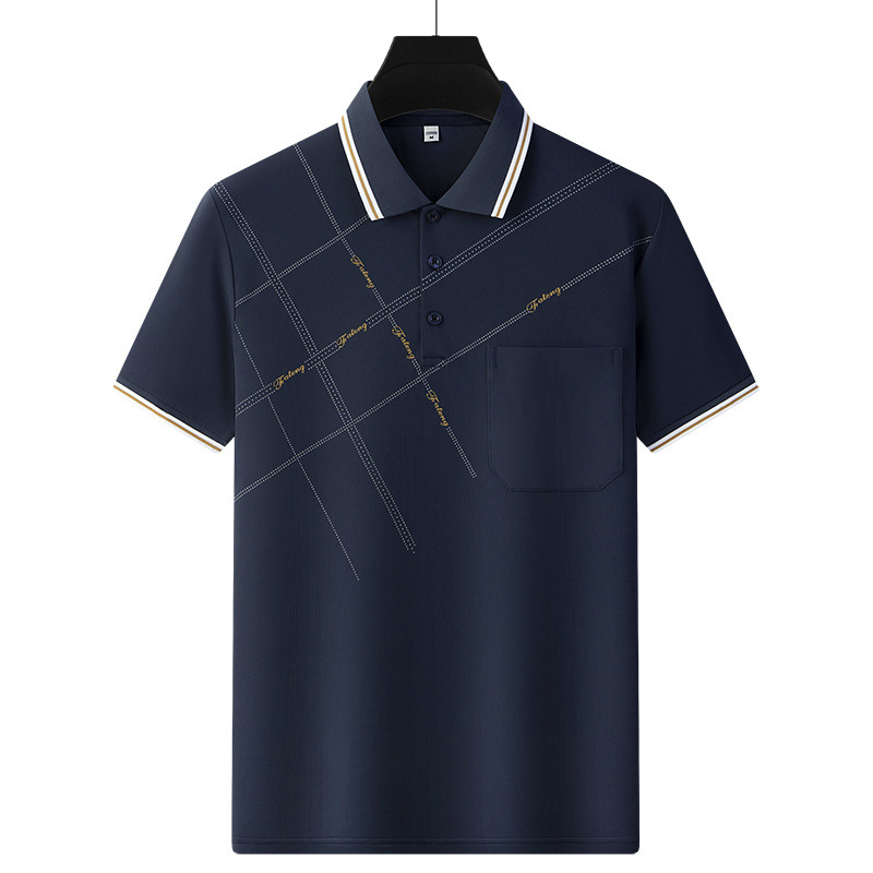 卸売り氷糸polo半袖tシャツ男性中年お父さん襟プリント夏青年運動tシャツ薄手|undefined