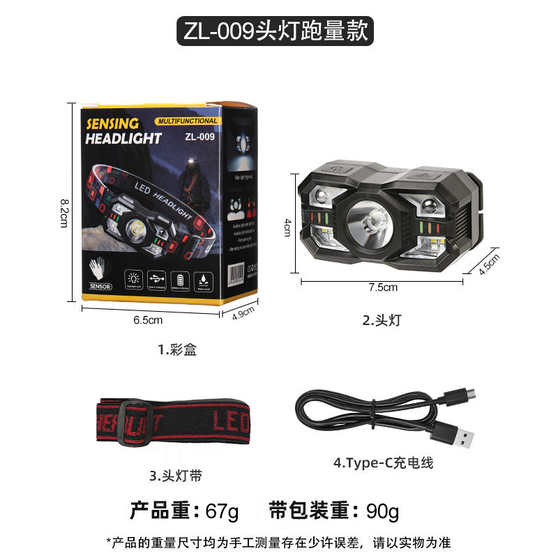 クロスボーダー誘導ヘッドランプ、強力な光、超高輝度充電式ヘッドマウント屋外登山および釣り専用ヘッドマウントランプ、超長バッテリー寿命|undefined