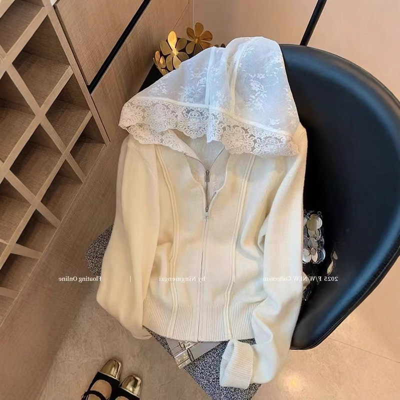 广州十三行高货爆款~刺绣蕾丝欧洲站新款欧货女时尚针织拼接外套|undefined