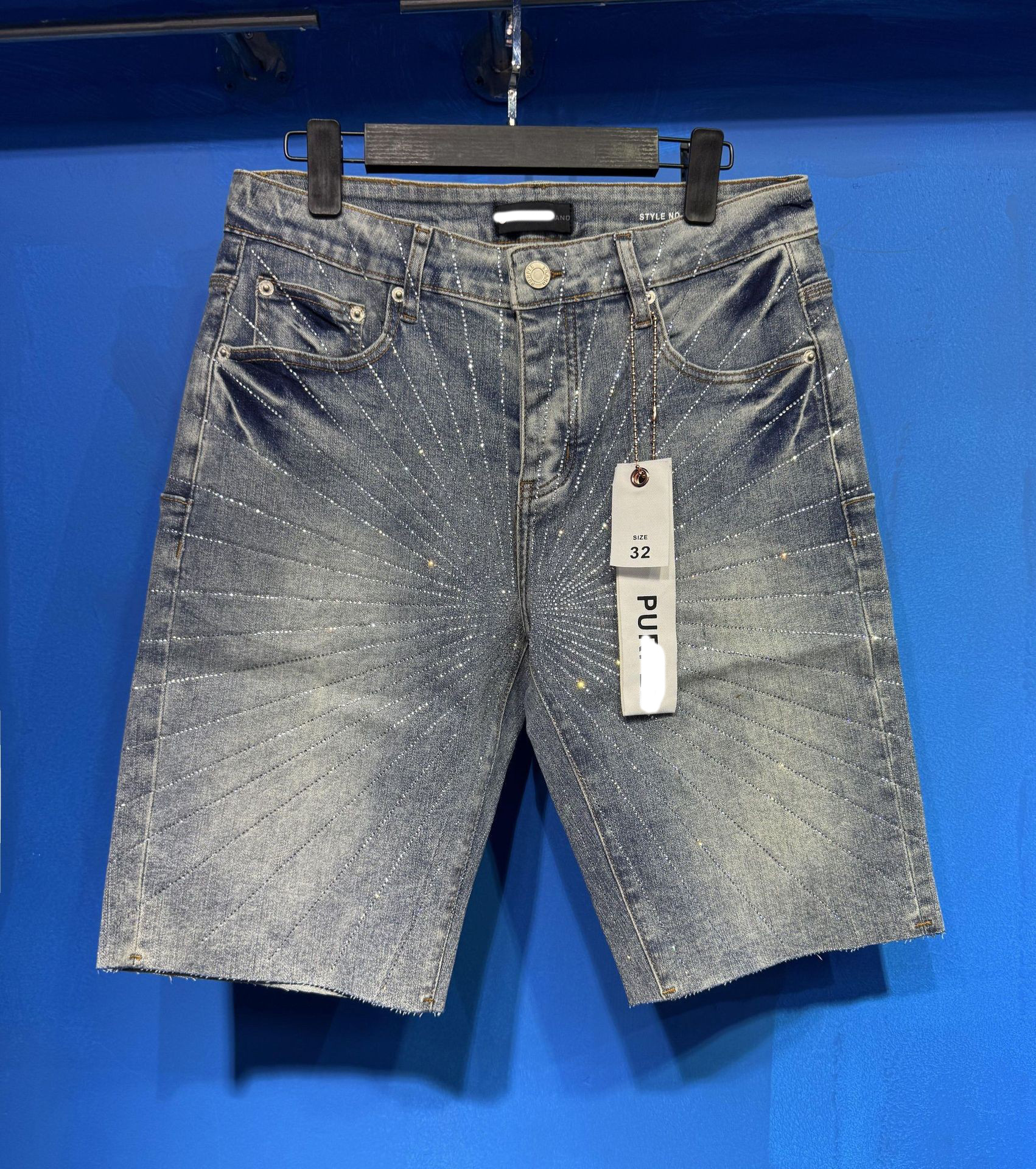 Marca de moda transfronteriza JB purple verano rectas vaqueros lavados de agua para hacer viejos agujeros vaqueros de hombre pantalones cortos de caño purple