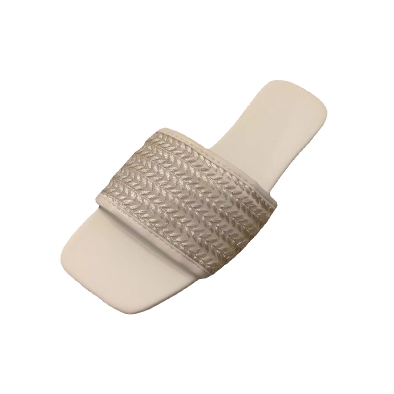 Sandales tissées à fond plat pour femmes, vêtements d'extérieur d'été, pantoufles taille unique, nouvelle collection 2023_voghion.com