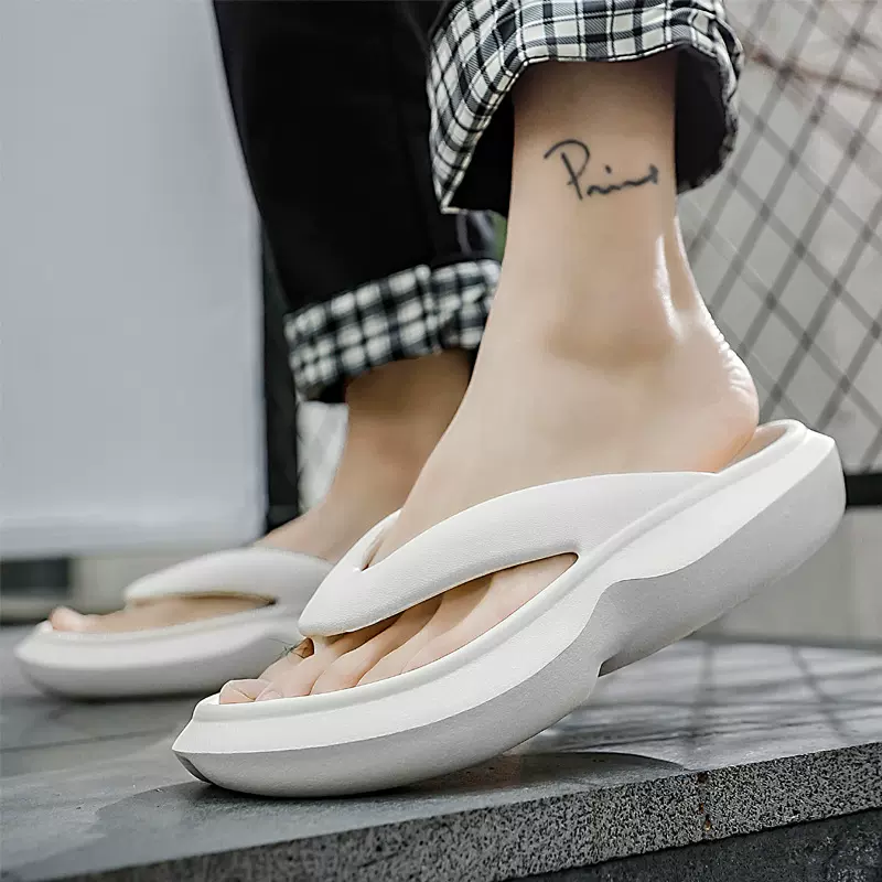 跨境新款夏季厚底人字拖男款防滑夹脚凉拖鞋踩屎感软底男士拖鞋女