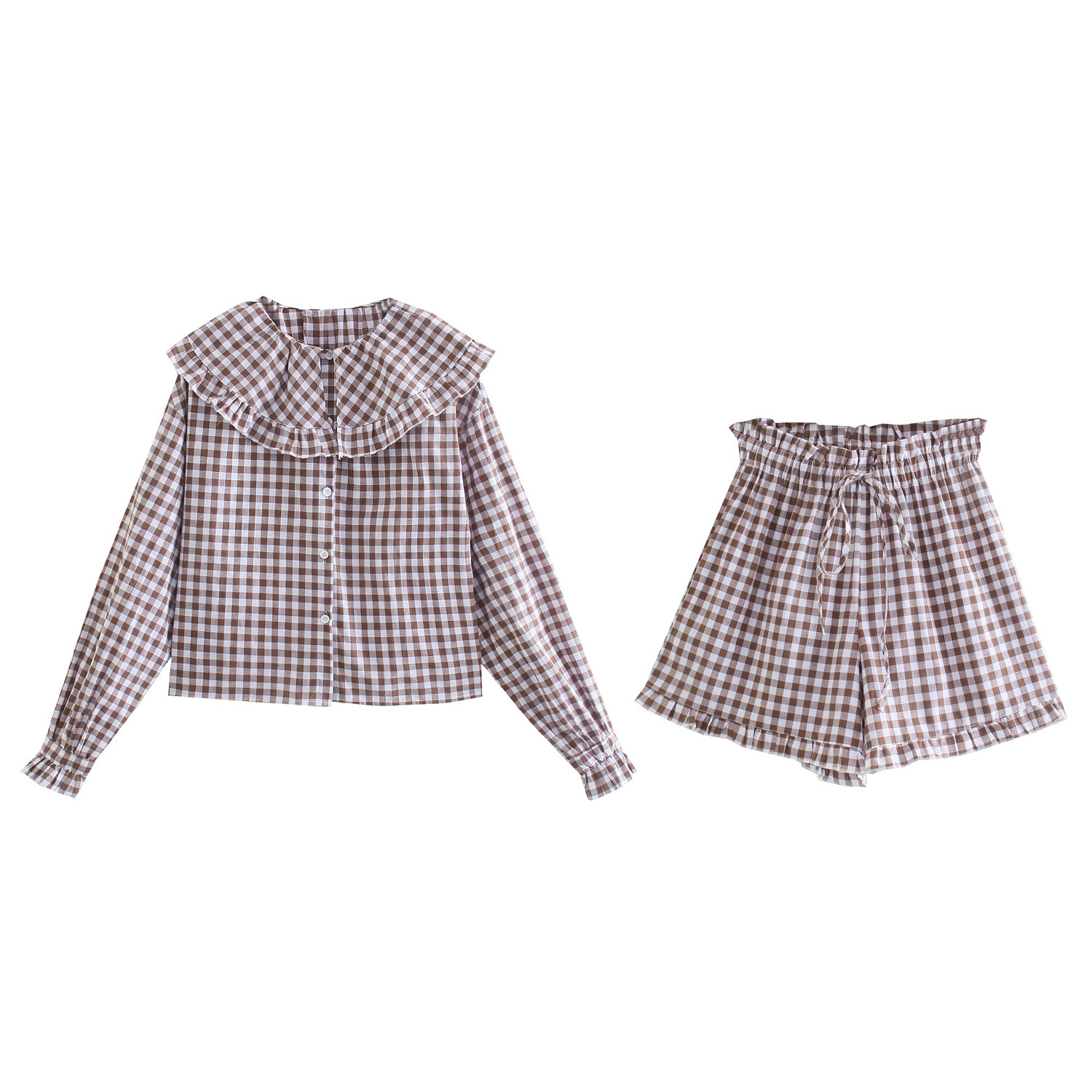 women s country pastoral retro square plaid cotton shorts nihaostyles clothing wholesale NSAM77883