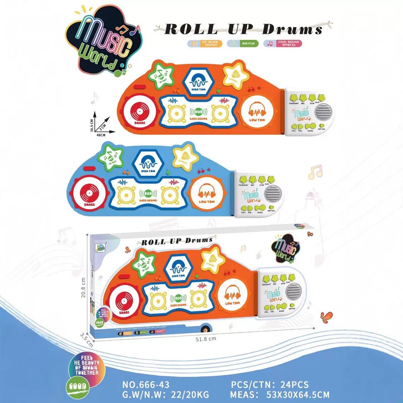 Cross-Border Hand-Rolled Desktop Digital Drum Practice Silicone Foldable Multi-Functional Hand Drum Rainbow Hand Drum Piano