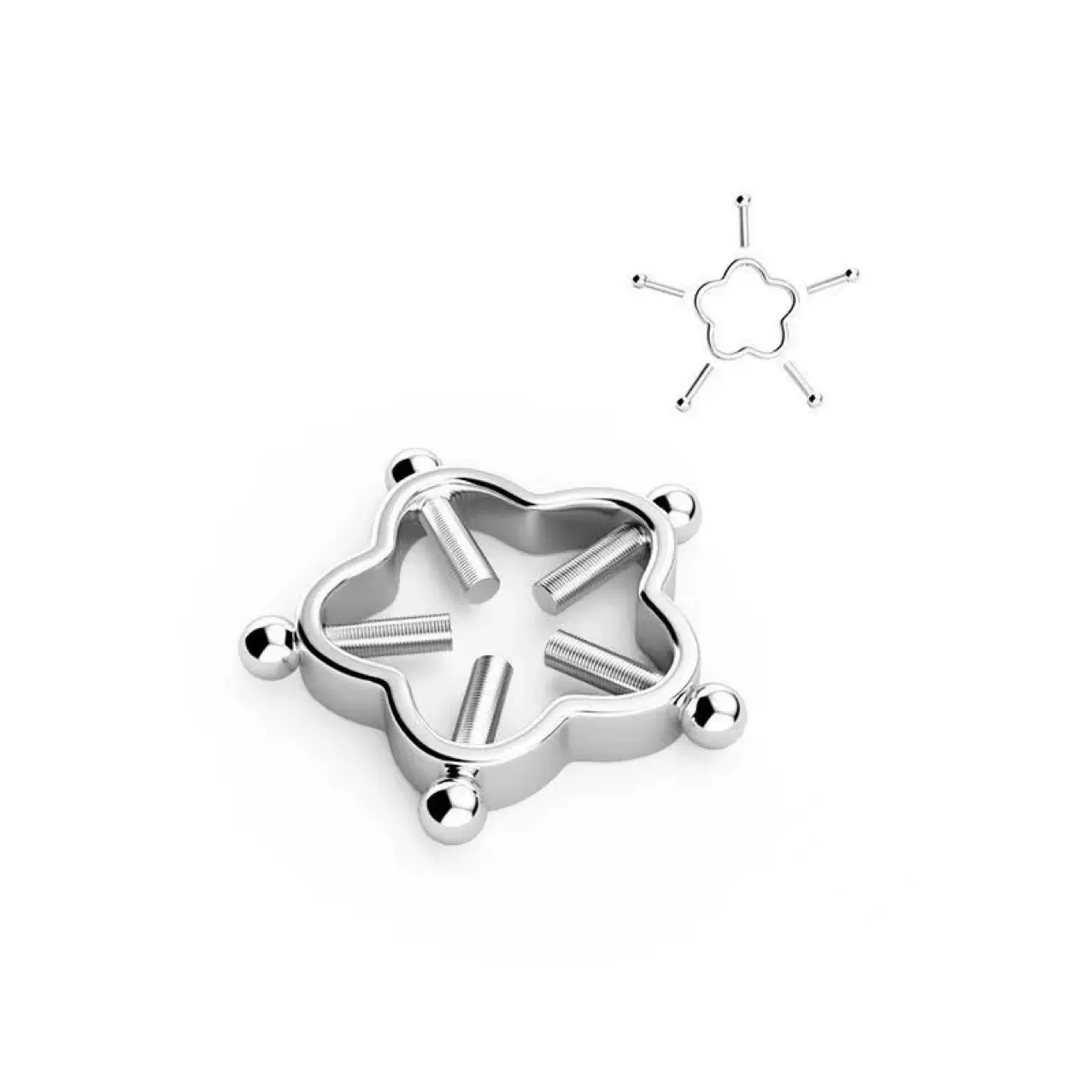 2023最新厂家直销跨境不锈钢人体穿刺饰品梅花乳环可调节真空电