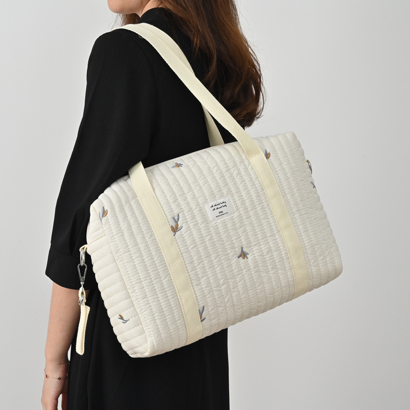 Bolso de momia japonés y coreano versión horizontal bolsa de gran capacidad para madre y bebé bolsa floral portátil fuera del hombro bolsa crossbody ligera