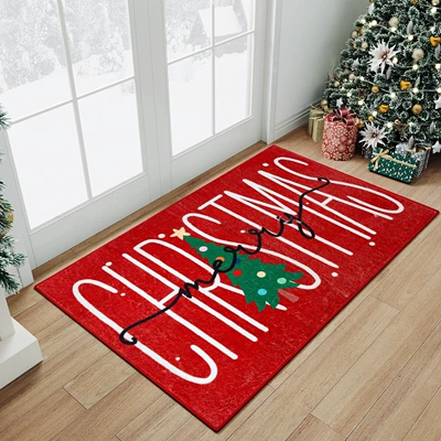 Avtomobil döşəmə paspasları: Mat Entrance Wear-Resistant Decorative Door - 0813-classic-christmas-3-4060cm-crystal-velvet