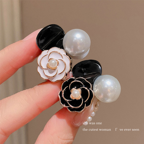  New Retro Camellia Pearl Mini Small Clip Female Bangs Broken Hair Clip Princess Hair Card Headgear
