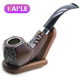 胶木六边形波纹复古工艺弯式胶木短款烟斗木质烟斗烟具可拆卸pipe