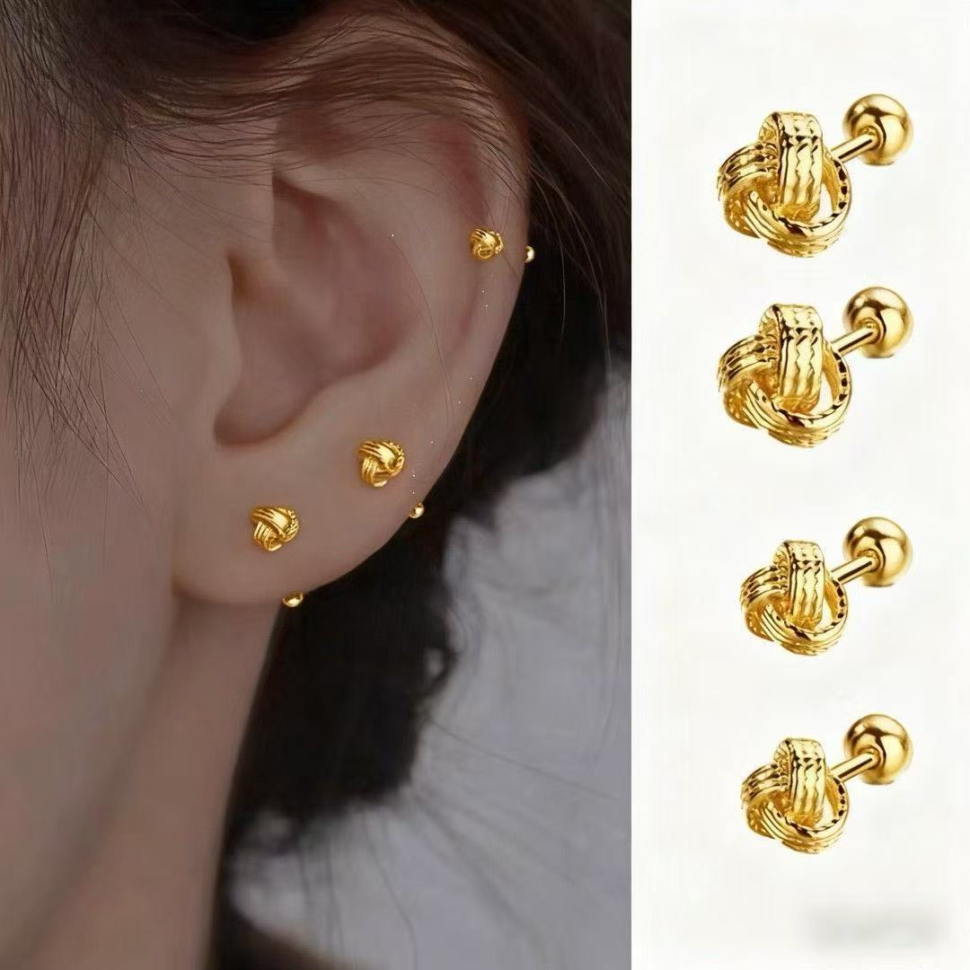 Personalized Ruyi Knot Earrings Free of Ear Blocking Spiral Ear Bone Nails for Women Niche Exquisite Personality Simple Ear Hole Earrings for Women 6