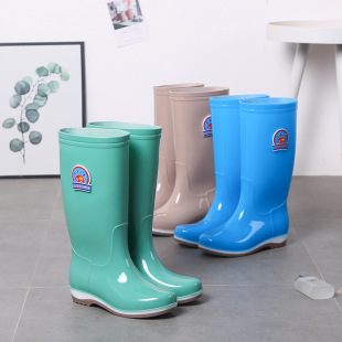 High rain boots women's fashion plus velvet cotton cover non-slip wear-resistant waterproof PVC water shoes adult three-color rain shoes wholesale