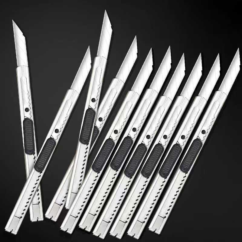 不锈钢美工刀金属裁纸刀批发加厚刀片小号雕刻刀拆快递小刀壁纸刀