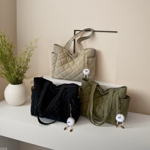 2024新款大容量包包菱格手提帆布包小众百搭斜挎通勤托特单肩包