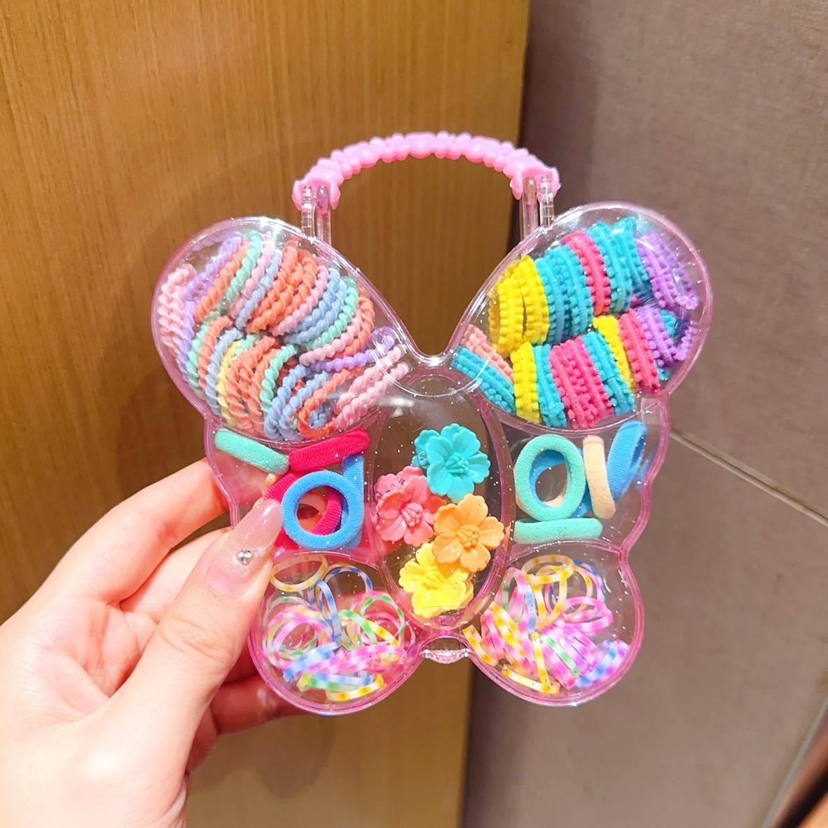 Set de combinación clip mariposa y anillos de toalla, gomas elásticas sin costuras – estilo coreano nuevo.