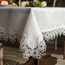 布艺餐桌布桌垫欧式白色绣花边台布方桌圆桌椅套镂空蕾丝茶几兴之