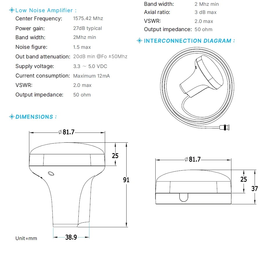 The New Onwa Ka-09 Marine Gps Antenna Ka-09 Gnss Antenna Gnss Antenna Can Accurately Locate