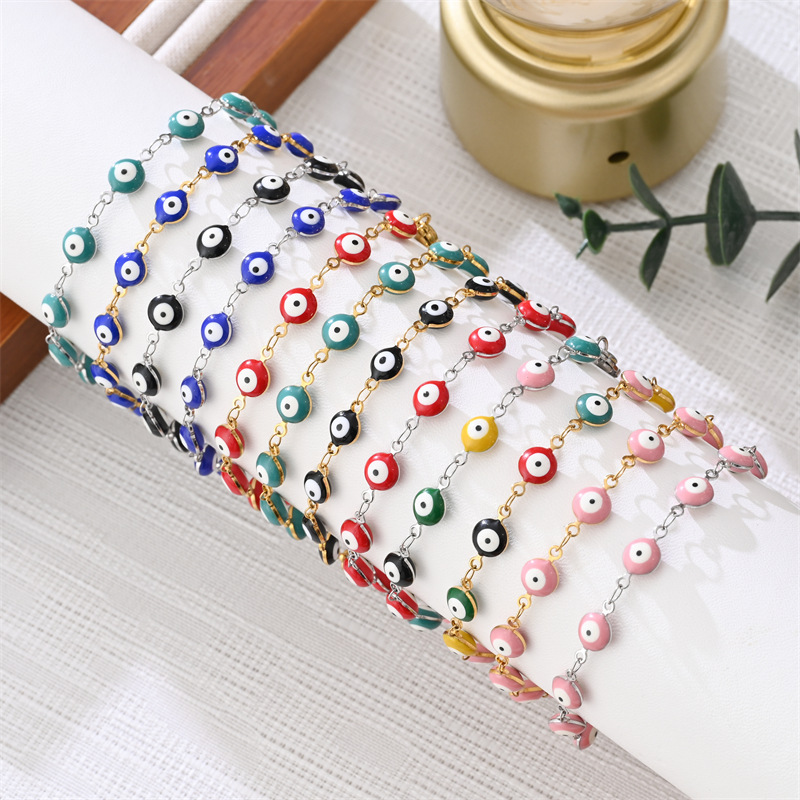 Dopamine Colorful Devil's Eye Bracelet, Niche Instagram-Style Protective Jewelry, Trendy and Versatile, Non-Fading, Hot-Selling Accessory