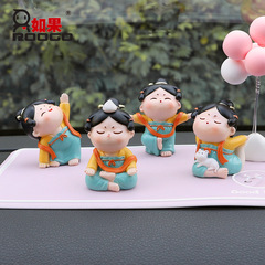 如果古風可愛女孩創意禮物兒童房間桌面車內蛋糕裝飾車載汽車擺件