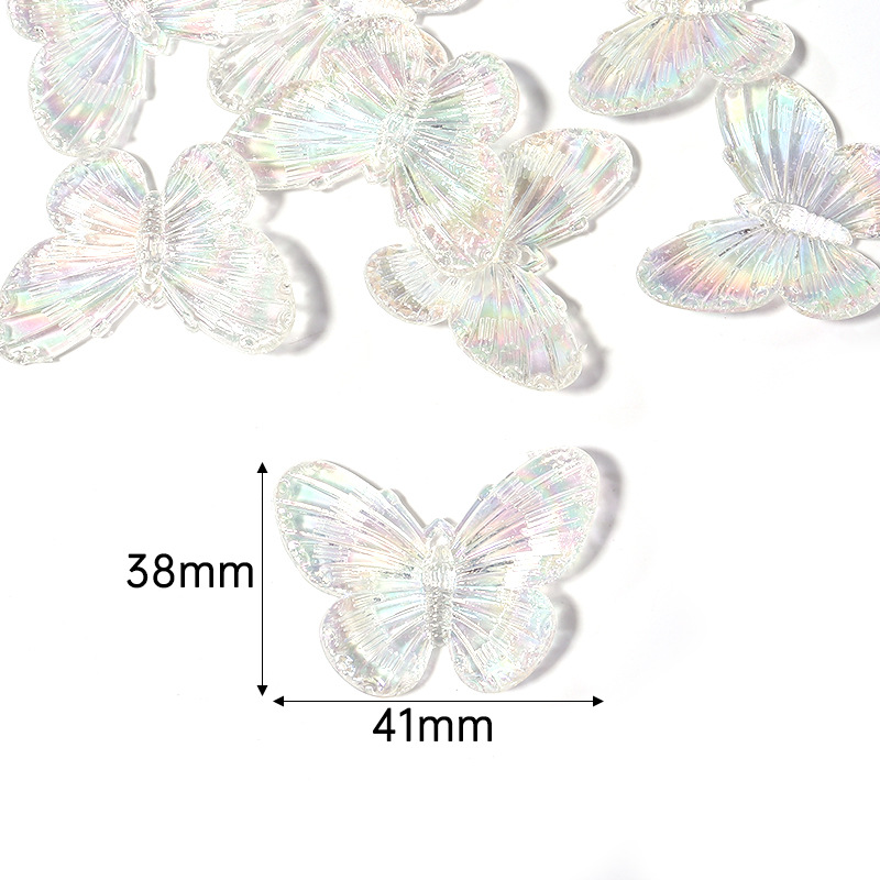 Plastic Colorful AB Butterfly Bead DIY Phone Case Pendant Accessory Children's Intelligence Craft Bead Supply Wholesale