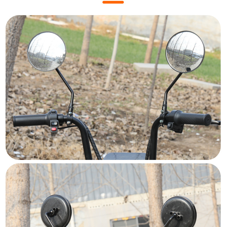 Electric Vehicle Motorcycle Fisheye Wide-Angle Rearview Mirror Convex Mirror Large Field of View High-Definition Rearview Mirror Universal Reflector