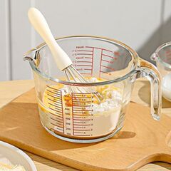 スケールハンドル付き大容量ガラス計量カップミリリットルメーター家庭用耐熱キッチンミルクベーキングエッグボウル