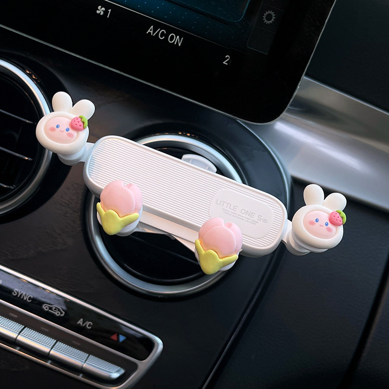 車載スマホホルダー ナビゲーション 車用 2025年新型 可愛いウサギ型 車載エアコン吹き出し口用 固定スタンド|undefined