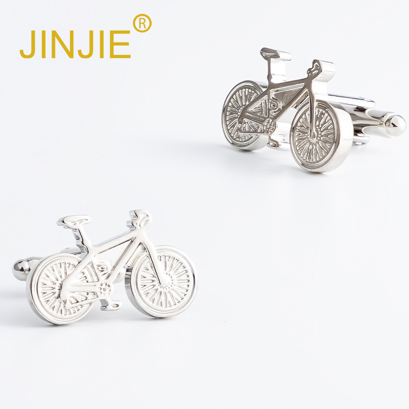 New silver-plated bicycle-shaped metal cufflinks for men, French-style cufflinks wholesale