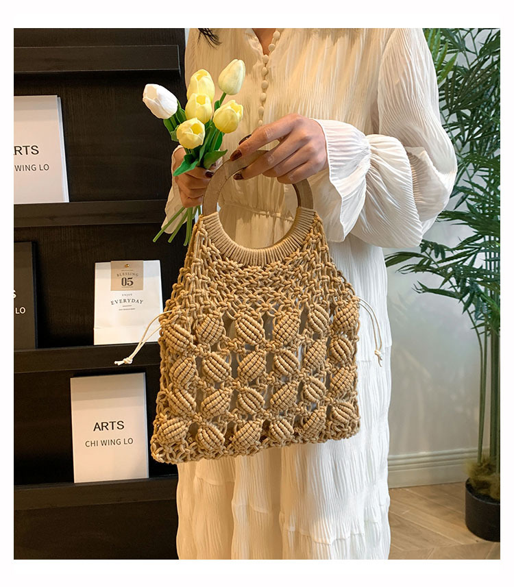 Women's Medium Fabric Solid Color Basic Classic Style Weave Hollow Open Straw Bag display picture 1