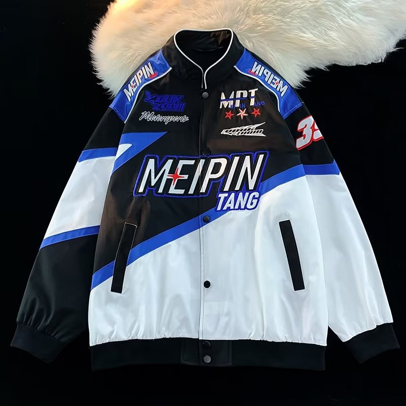 Herrenbekleidung Baseballjacke Herren Frühling und Herbst Straßenrennanzug High Street Hübsche lockere Motorradjacke_voghion.com