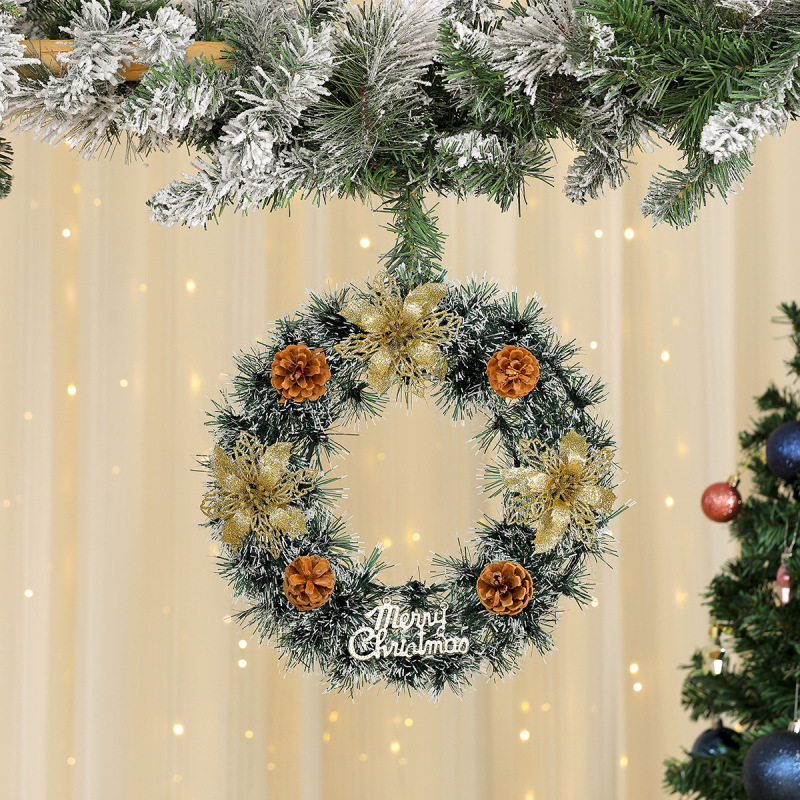 国境を越えた新しいクリスマス装飾花輪クリスマスガーランドホテルショッピングモール装飾ドア吊り松葉装飾品|undefined