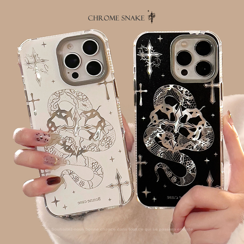 Dark Style Ins Year of the Snake Mobile Phone Case for Apple 16Pro Max iphone15 Plating 12 Hard 14 Hanging Chain 13