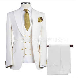 西装男士套装三件套套装修身款商务宴会主持服装伴郎服新郎结婚装