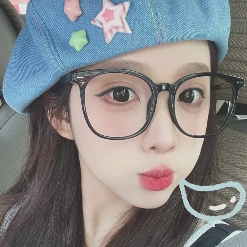 Large-frame glasses myopia women without makeup artifact black frame can be equipped with power lenses big face slimming eyes frame trendy men