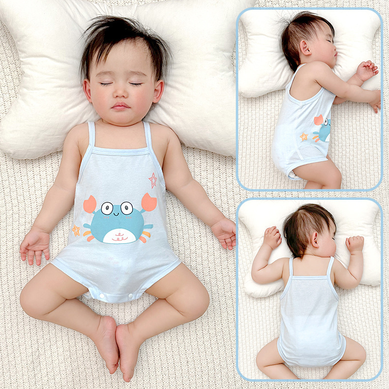 Baby Bag Fart Clothes Summer Thin Pure Cotton Baby Triangle Sling Clothes Small Vest Jumpsuit Hare Clothes Climbing Clothes Breathable Baby Bag Fart Clothes Summer Thin Pure Cotton Baby Triangle Sling Clothes Small Vest Jumpsuit Hare Clothes Climbing Clothes Breathable
