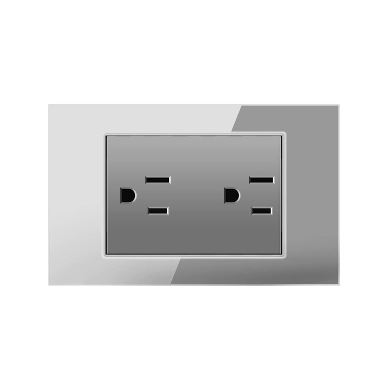 118-type American standard 15A six-hole socket 110v Taiwan USB+Type-c fast charging grey tempered glass American standard power supply
