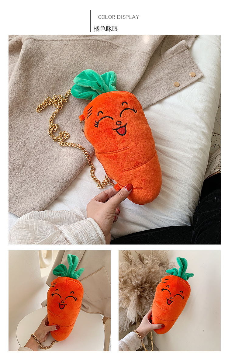 Cute Carrot Shoulder Messenger Plush Bag Wholesale Nihaojewelry display picture 6