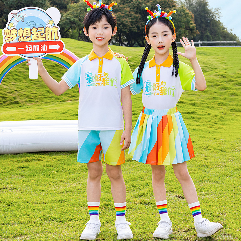 Children's Day Cheerleading Costumes, Kindergarten Uniforms, Graduation Photos, Dance Chorus, Brother and Sister Costumes, Group Performance Costumes