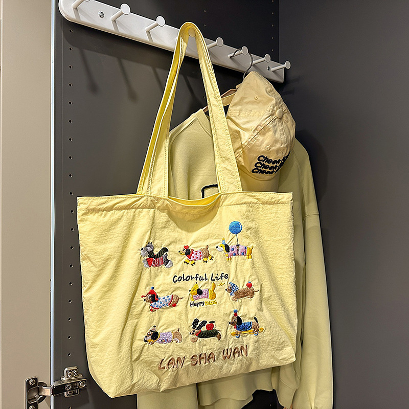 2025 New European Style Ins Lazy Style Large Capacity Tote Bag Women's Single Shoulder Student Artistic Simple Shopping Bag