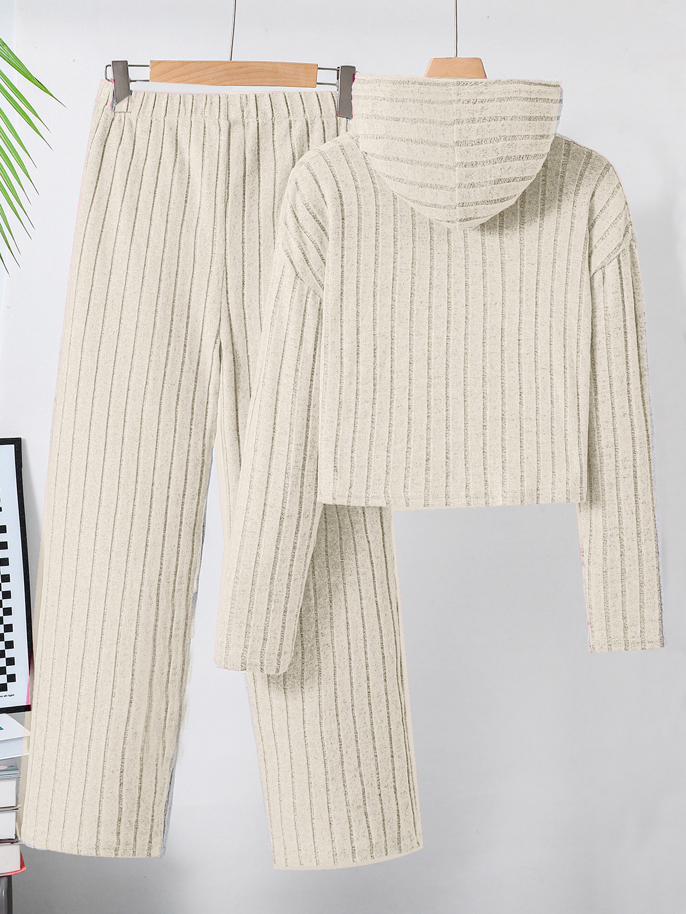 Traje de niña primavera de manga larga jersey casual de niña de punto lindo pantalones rectos suéter de niña traje de dos piezas