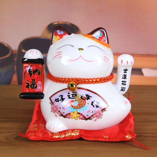 Factory direct sales 5-inch waving hand lucky cat small ornament ceramic hand waving mini fortune cat creative home cute